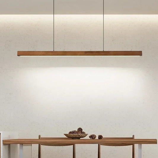Luminaire Suspendu LED Moderne en Bois: Élégance et Éclairage Sobre pour Votre Espace Repas