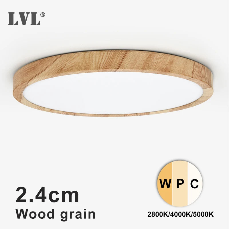 Plafonnier LED moderne Grain de bois doré - Plafonnier